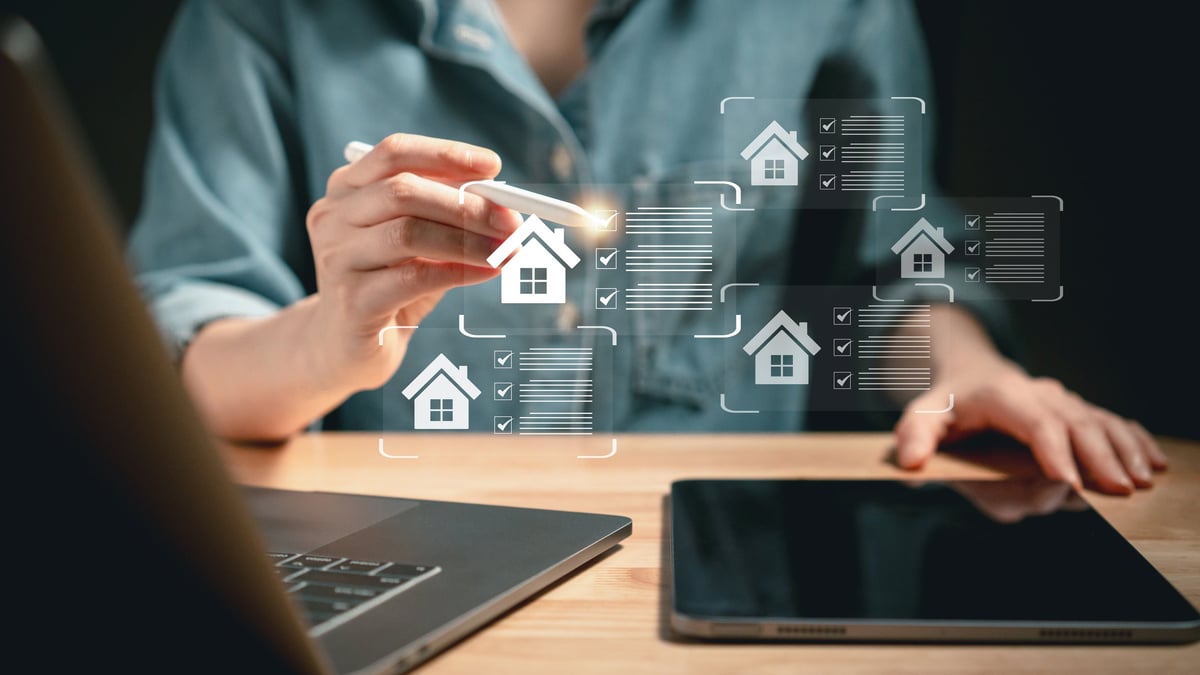 Real estate investment decision concept showing property choices